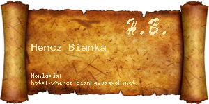 Hencz Bianka névjegykártya